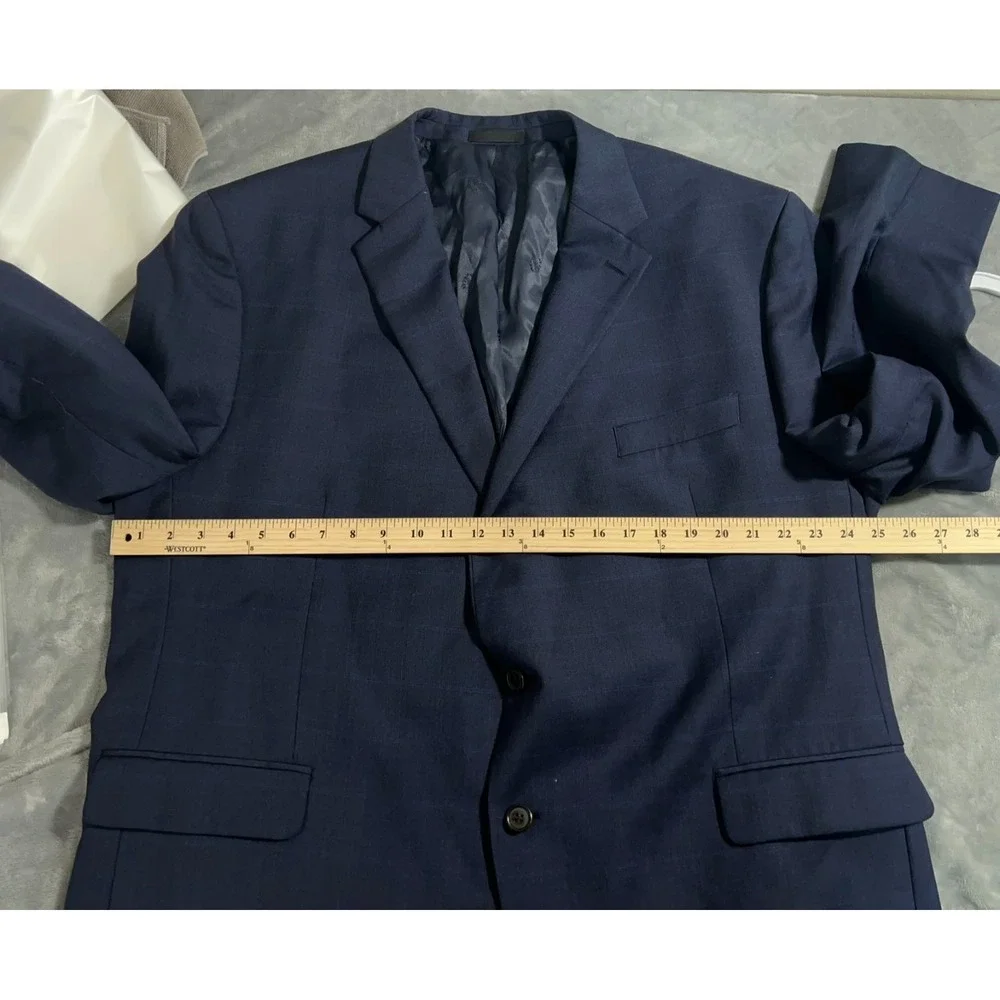 Lauren Ralph Lauren Blue Plaid Blazer Mens 50R Suit Jacket Stretch Sport Coat